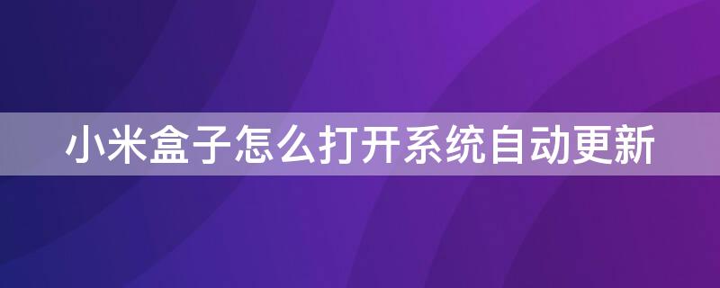 小米盒子怎么打开系统自动更新（小米盒子自动升级怎么关闭）