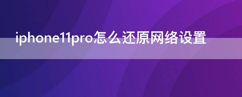 iPhone11pro怎么还原网络设置 iphone11如何还原网络设置