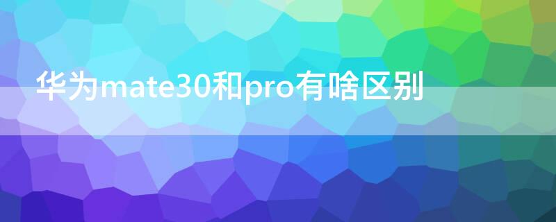 华为mate30和pro有啥区别（华为mate30和pro有什么区别）