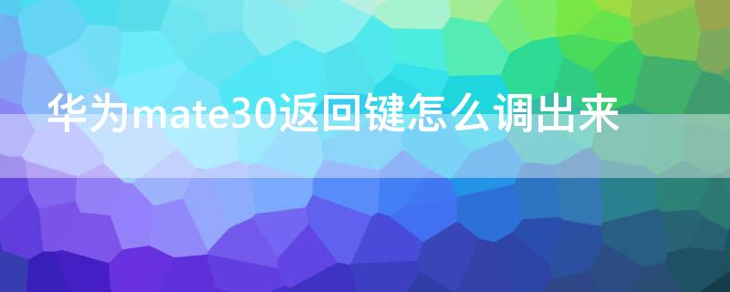 华为mate30返回键怎么调出来 华为mate30怎样调出返回键