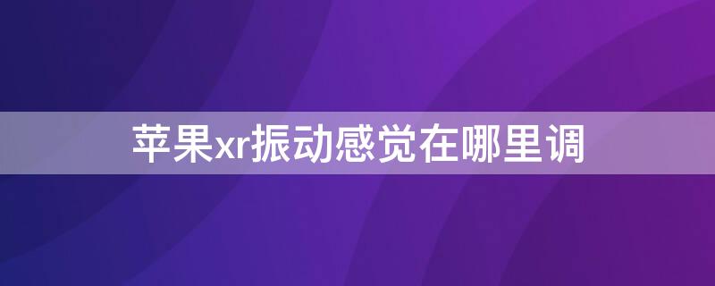 iPhonexr振动感觉在哪里调（iphone xr振动在哪里）