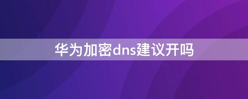 华为加密dns建议开吗 华为手机的加密dns是干什么的