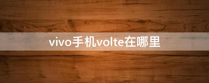 vivo手机volte在哪里（vivo手机volte在哪里关闭）