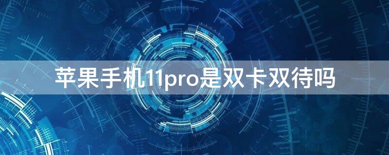 iPhone手机11pro是双卡双待吗 苹果手机11pro是双卡双待吗