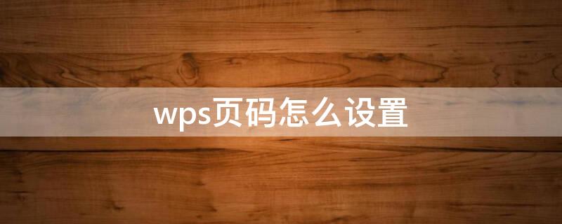 wps页码怎么设置（wps页码怎么设置第几页,共几页）