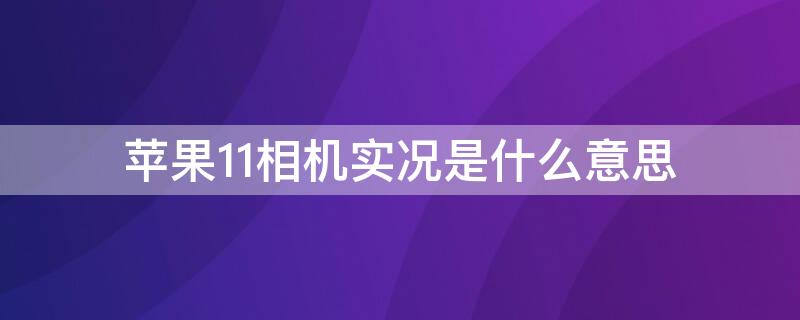 iPhone11相机实况是什么意思 iphone 11的实况是什么意思