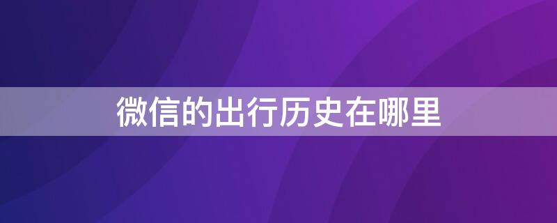 微信的出行历史在哪里（微信的出行历史在哪里看）