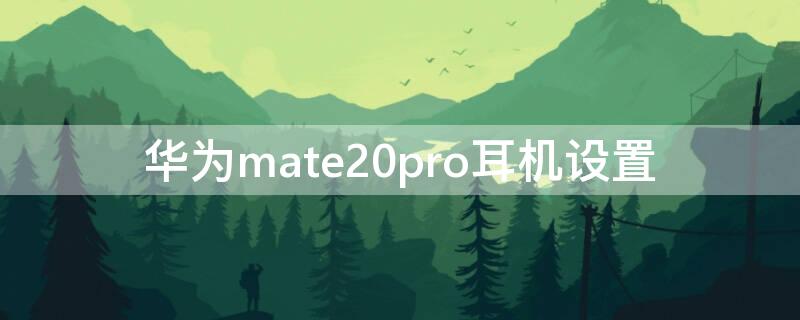 华为mate20pro耳机设置（华为mate20pro耳机设置在哪里）
