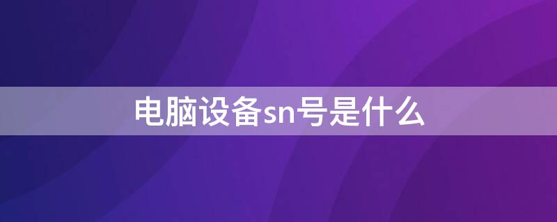 电脑设备sn号是什么 电脑设备sn是什么意思啊