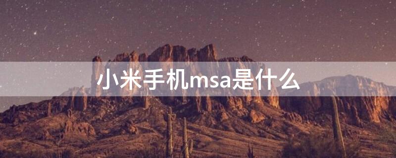 小米手机msa是什么 小米手机msa是什么意思啊