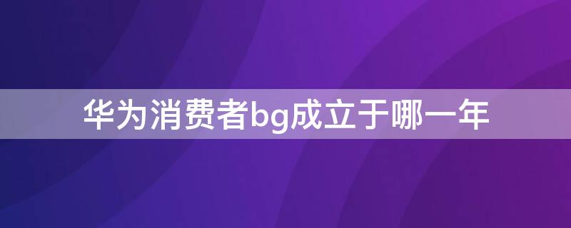 华为消费者bg成立于哪一年 华为消费者bg是干嘛的