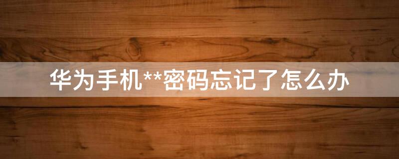 华为手机**密码忘记了怎么办（以前华为手机密码忘记了怎么办）