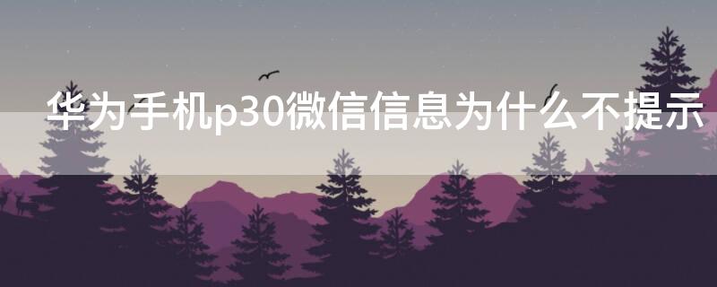 华为手机p30微信信息为什么不提示（华为手机p30微信信息为什么不提示了）