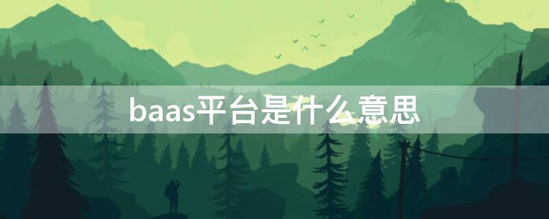 baas平台是什么意思 baas是什么意思中文