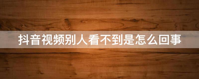 抖音视频别人看不到是怎么回事（抖音视频别人看不到是怎么回事呀）