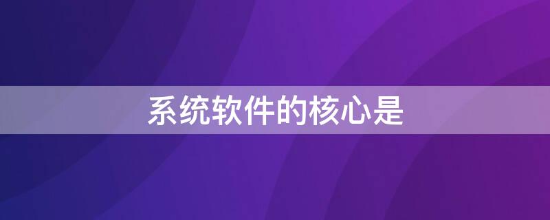 系统软件的核心是 系统软件的核心?