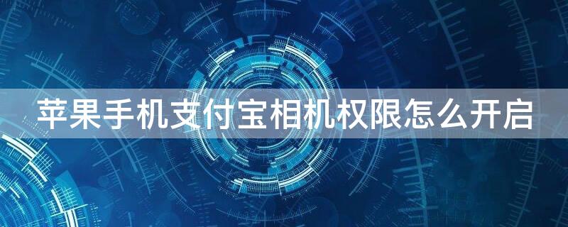 iPhone手机支付宝相机权限怎么开启 苹果手机支付宝相机权限怎么开启