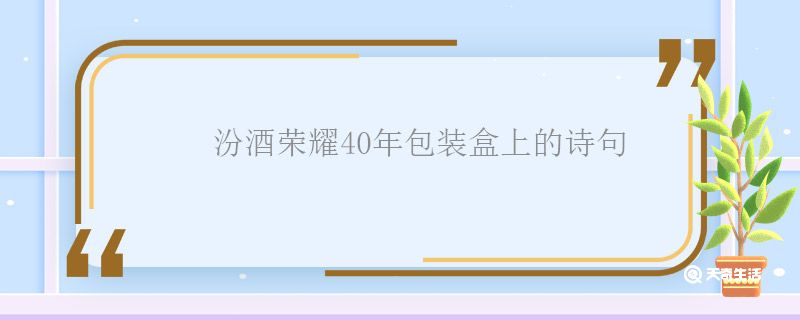 汾酒荣耀40年包装盒上的诗句 汾酒荣耀40年诗句