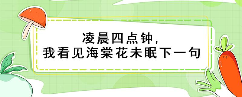 凌晨四点钟,我看见海棠花未眠下一句（凌晨四点钟,我看见海棠花未眠下一句,凌晨五点）