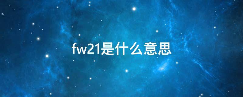 fw21是什么意思 FW2021是什么意思