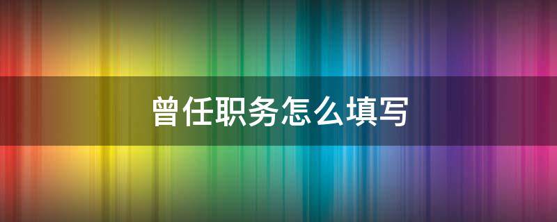 曾任职务怎么填写（曾任职情况怎么填）