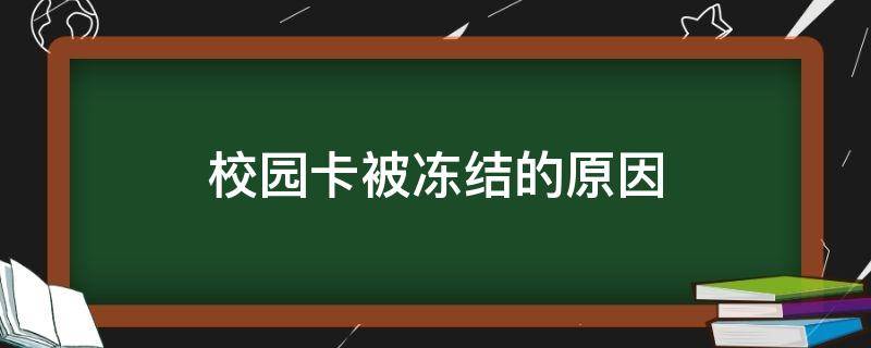 校园卡被冻结的原因 为什么校园卡被冻结