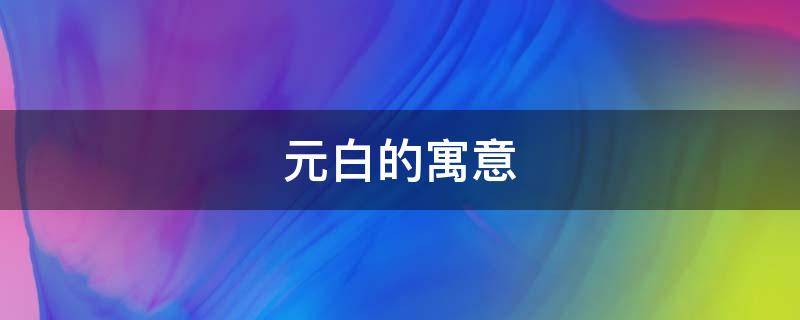 元白的寓意（元白的关系）