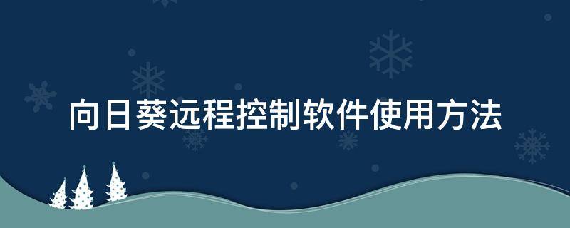 向日葵远程控制软件使用方法 向日葵远程控制软件如何使用