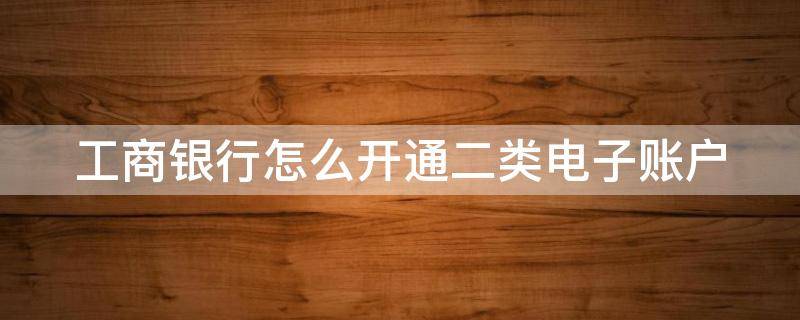 工商银行怎么开通二类电子账户（工商银行怎么申请电子二类账户）