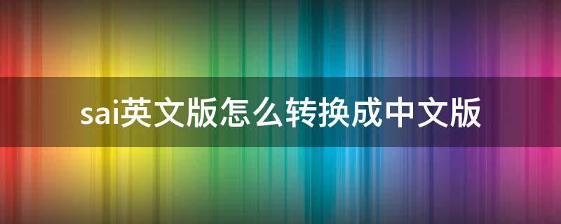 sai英文版怎么转换成中文版（sai软件电脑版怎么翻译成中文）