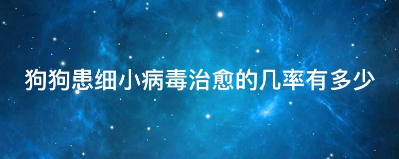 狗狗患细小病毒治愈的几率有多少（狗狗得了细小病毒怎么办,还能救活吗?）