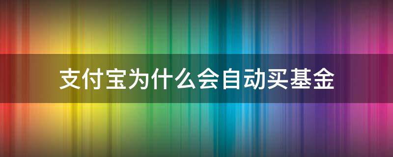 支付宝为什么会自动买基金（支付宝没有买基金基金怎么会有自动）