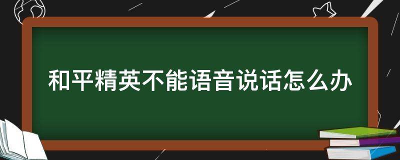 和平精英不能语音说话怎么办（和平精英没办法语音聊天是怎么回事）