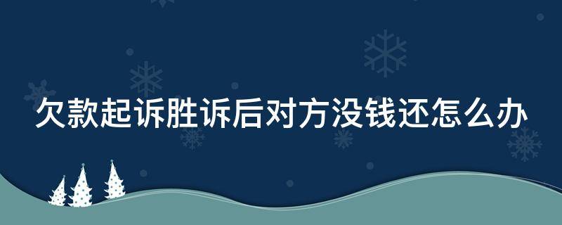 欠款起诉胜诉后对方没钱还怎么办 欠款起诉胜诉后对方没钱还怎么办理