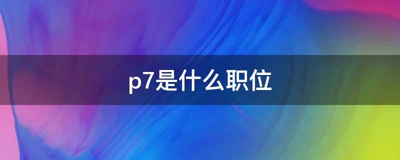 p7是什么职位 p7是什么职位的p是什么意思