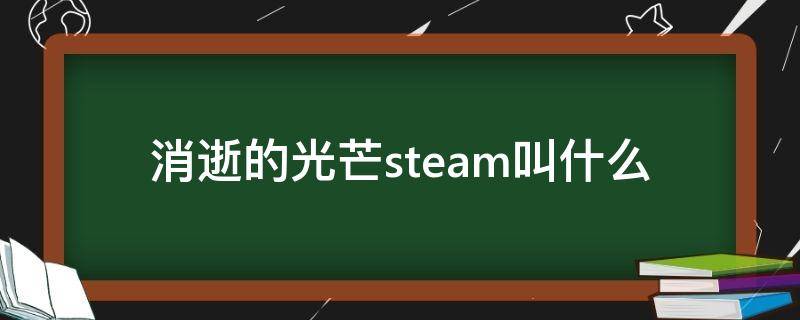 消逝的光芒steam叫什么（消逝的光芒是steam游戏吗）