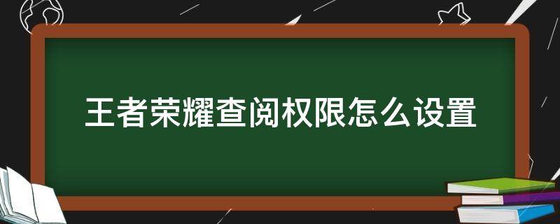 王者荣耀查阅权限怎么设置（王者荣耀查阅权限怎么设置苹果）