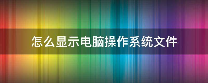 怎么显示电脑操作系统文件（计算机操作系统文件）