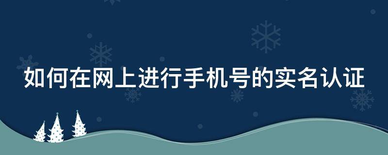 如何在网上进行手机号的实名认证（如何在网上进行手机号的实名认证操作）