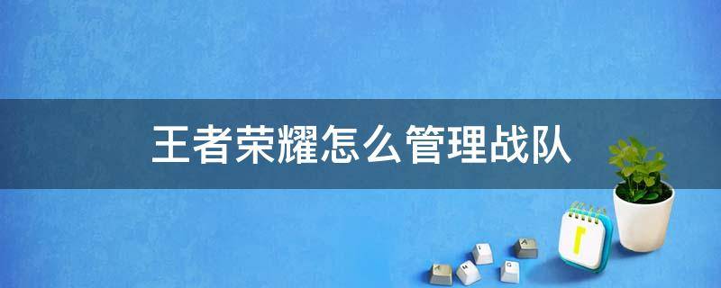 如何管理好一个王者战队 王者荣耀怎么管理战队