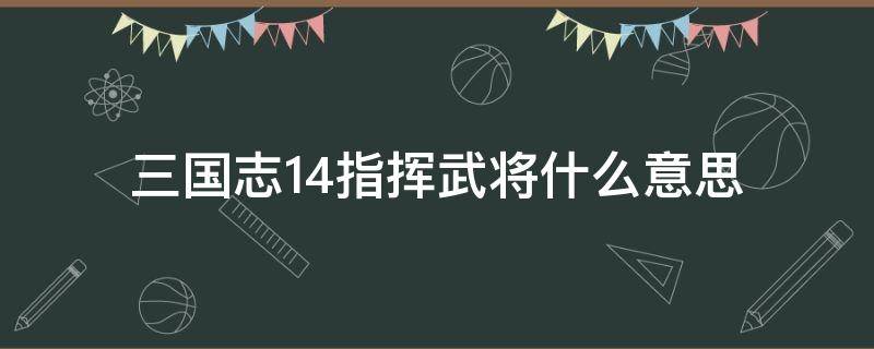 三国志14统帅武力作用 三国志14指挥武将什么意思