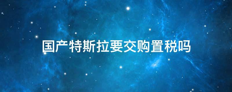 国产特斯拉要交购置税吗 特斯拉国产要不要交税