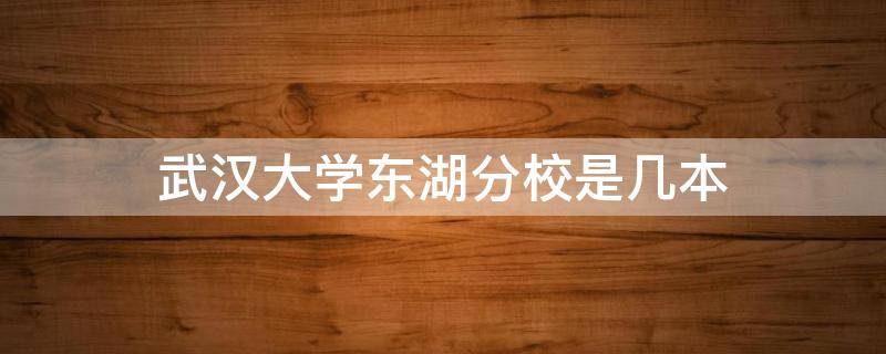 武汉大学东湖分校是几本 武汉大学东湖校区是几本