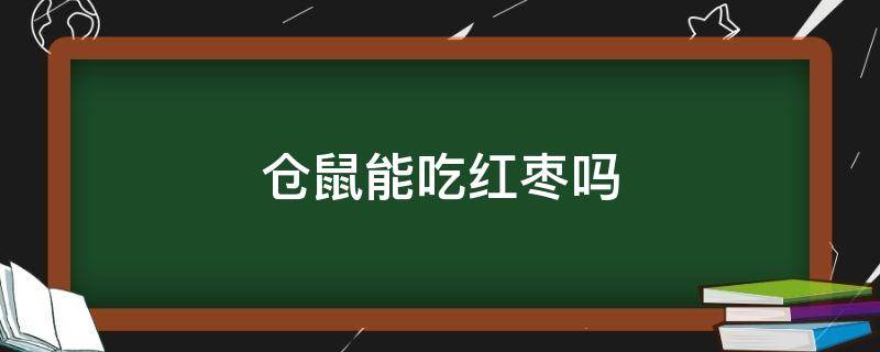 仓鼠可以吃红枣干嘛 仓鼠能吃红枣吗