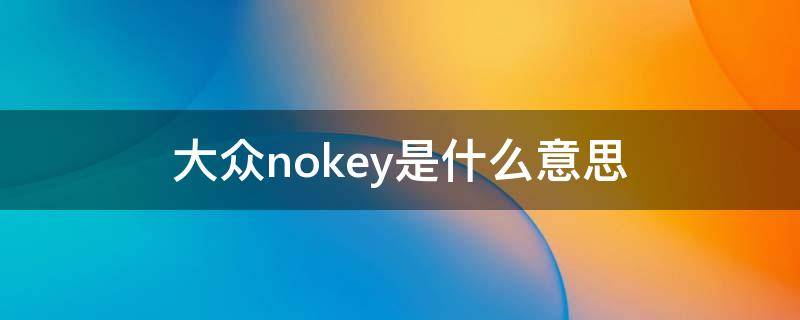 大众nokey是什么意思 大众汽车nokey是什么意思