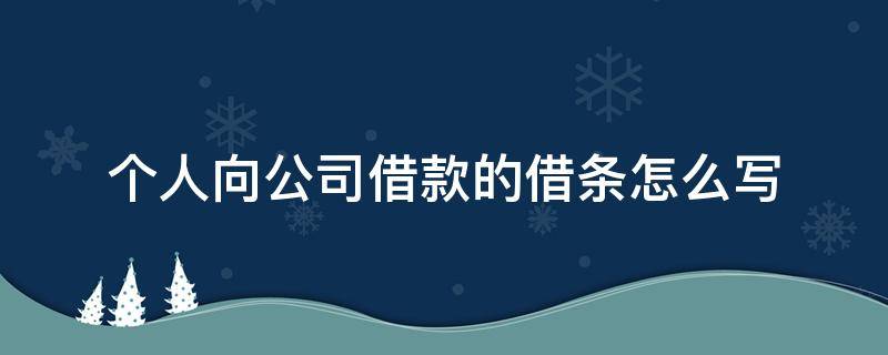 个人向公司借款的借条怎么写（公司向个人借款借条范本怎么写）