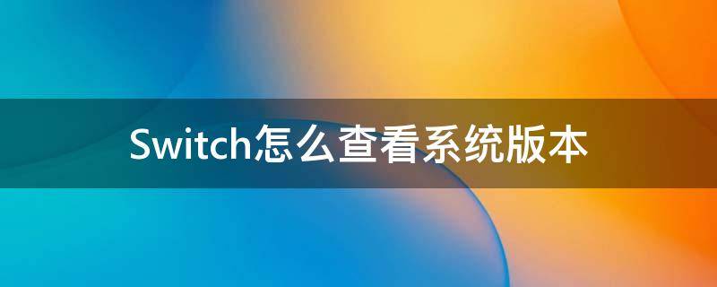 Switch怎么查看系统版本（switch 怎么看版本）