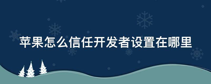 苹果怎么信任开发者设置在哪里（iphone手机怎样信任开发者）