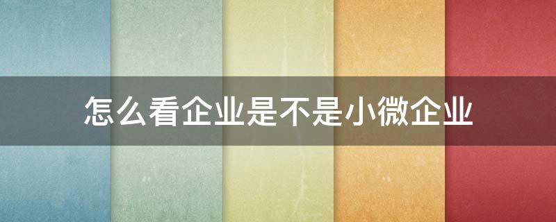 怎么看企业是不是小微企业 如何看是不是小微企业