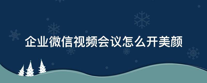 企业微信视频会议怎么开美颜（企业微信会议美颜开启）